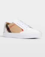 Image 4 of 6: Burberry New Salmond Check Leather Sneakers