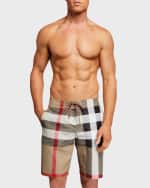 Image 4 of 4: Burberry Men's Large Check Swim Trunks