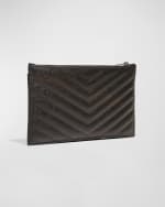Image 3 of 4: Saint Laurent YSL Monogram Small Ziptop Bill Pouch in Grained Leather