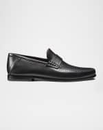 Image 1 of 5: Santoni Men's Paine Whipstitched Leather Loafers