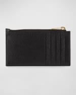 Image 4 of 4: Saint Laurent YSL Monogram Small Ziptop Card Case in Grained Leather