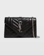 Image 1 of 6: Saint Laurent Envelope Triquilt Small YSL Shoulder Bag in Grained Leather