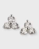 Image 1 of 5: Roberto Coin 18k White Gold 3-Diamond Cluster Stud Earrings