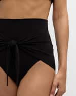 Image 5 of 5: Norma Kamali Diaper Tie-Front High-Waist Bikini Bottom