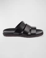 Image 1 of 4: Bruno Magli Men's Empoli Three-Strap Leather Slide Sandals