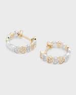 Image 4 of 5: Sydney Evan 14k Two-Tone Gold Diamond Heart Huggie Earrings