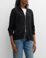 Image 3 of 6: Lafayette 148 New York Cotton-Silk Tape Fitted Bomber Sweater