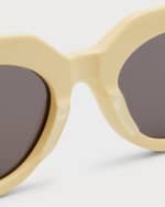 Image 5 of 5: Bottega Veneta Round Acetate Sunglasses
