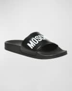 Image 2 of 3: Moschino Men's Logo-Embossed Rubber Slide Sandals