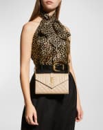 Image 2 of 6: Saint Laurent Envelope Triquilt YSL Wallet on Chain in Grained Leather