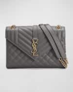 Image 1 of 5: Saint Laurent Envelope Triquilt Medium YSL Shoulder Bag in Grained Leather