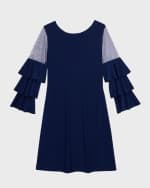 Image 1 of 3: Un Deux Trois Girl's Tiered Sleeve Sheath Dress, Size 7-16