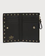 Image 4 of 5: Valentino Garavani Rockstud Leather Zip Coin Purse/Card Holder