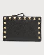 Image 1 of 5: Valentino Garavani Rockstud Leather Zip Coin Purse/Card Holder