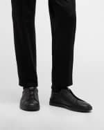 Image 2 of 6: ZEGNA Men's Triple Stitch Deerskin Leather Sneakers
