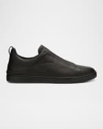 Image 1 of 6: ZEGNA Men's Triple Stitch Deerskin Leather Sneakers