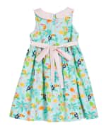 Image 2 of 2: Susanne Lively Girl's Flamingo Dress with Collar, Size 4-6X
