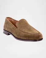 Image 2 of 4: Stubbs and Wootton Men's Venetian Apron-Toe Suede Loafers