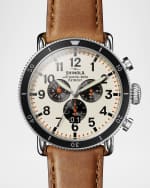 Image 1 of 4: Shinola Men's 48mm Runwell Sport 3-Eye Chronograph Leather Watch