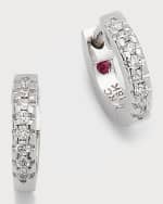 Image 1 of 5: Roberto Coin 18k White Gold Diamond Small Hoop Earrings