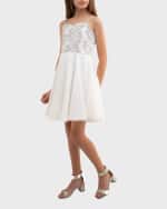 Image 1 of 2: Un Deux Trois Girl's Sequin and Chiffon Sleeveless Dress, Size 7-20