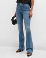Image 1 of 6: FRAME Le High Flare Light-Wash Denim Jeans