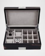 Image 3 of 3: Bey-Berk Men's Lacquered Ebony Burl Wood Watch/Cufflink Valet Box