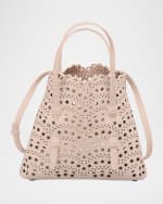 Image 1 of 6: ALAIA Mina 20 Tote Bag in Vienne Wave Perforated Leather
