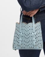 Image 3 of 6: ALAIA Mina 20 Tote Bag in Vienne Wave Perforated Leather