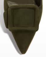 Image 3 of 5: Manolo Blahnik Maysli Suede Bow Slingback Pumps