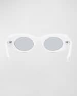 Image 5 of 5: Loewe Two-Tone Acetate Inset Oval Sunglasses