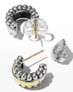 Image 3 of 5: LAGOS Signature Caviar Two-Tone Small Hoop Earrings