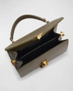 Image 5 of 6: Saint Laurent Cassandra Mini YSL Top Handle Crossbody Bag in Grained Leather