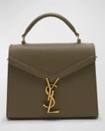 Image 1 of 6: Saint Laurent Cassandra Mini YSL Top Handle Crossbody Bag in Grained Leather