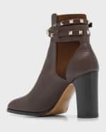 Image 3 of 6: Valentino Garavani Rockstud Buckle-Wrap Ankle Booties