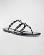 Image 2 of 5: Valentino Garavani Rockstud T-Strap Flat Slide Sandals