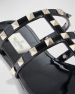 Image 3 of 5: Valentino Garavani Rockstud T-Strap Flat Slide Sandals