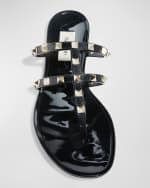 Image 5 of 5: Valentino Garavani Rockstud T-Strap Flat Slide Sandals