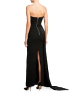 alex perry kirby strapless crepe column draped gown