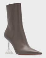 Image 5 of 6: Amina Muaddi Giorgia Napa Clear-Heel Ankle Booties