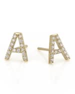 Image 1 of 3: Sarah Chloe Amelia 14k Gold Diamond Initial Stud Earrings