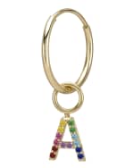 Image 1 of 2: Sarah Chloe Amelia 14k Gold Rainbow Initial Single Hoop Earring
