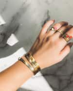 Image 2 of 2: Sarah Chloe Ciela 14K Gold 2-Diamond Bangle with Engraving