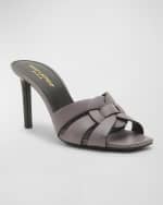 Image 5 of 6: Saint Laurent Tribute Woven Calfskin Stiletto Sandals