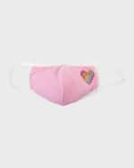 Image 1 of 3: Bling2o Kid's Rainbow Rhinestone Heart Cloth Face Mask