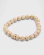 Image 4 of 5: Sydney Evan 8mm Cream Jasper Spike Spacer Stretch Bracelet