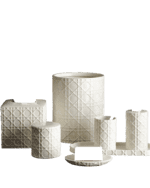 Image 3 of 3: Kassatex Cane Embossed Porcelain Cotton Jar