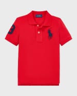Image 3 of 4: Ralph Lauren Childrenswear Boy's Big Pony Mesh Knit Polo, Size S-XL