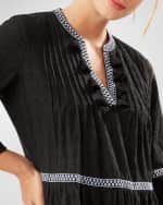 Image 3 of 4: Tommy Bahama Embroidered Tassel V-Neck Cotton Tunic Dress