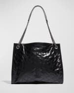 Image 1 of 5: Saint Laurent Niki Medium YSL Shopper Tote Bag in Crinkled Leather